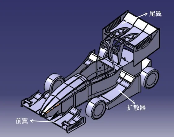 Layout of the Silver Shark VII car's aerodynamic components and the underbody-diffuser position