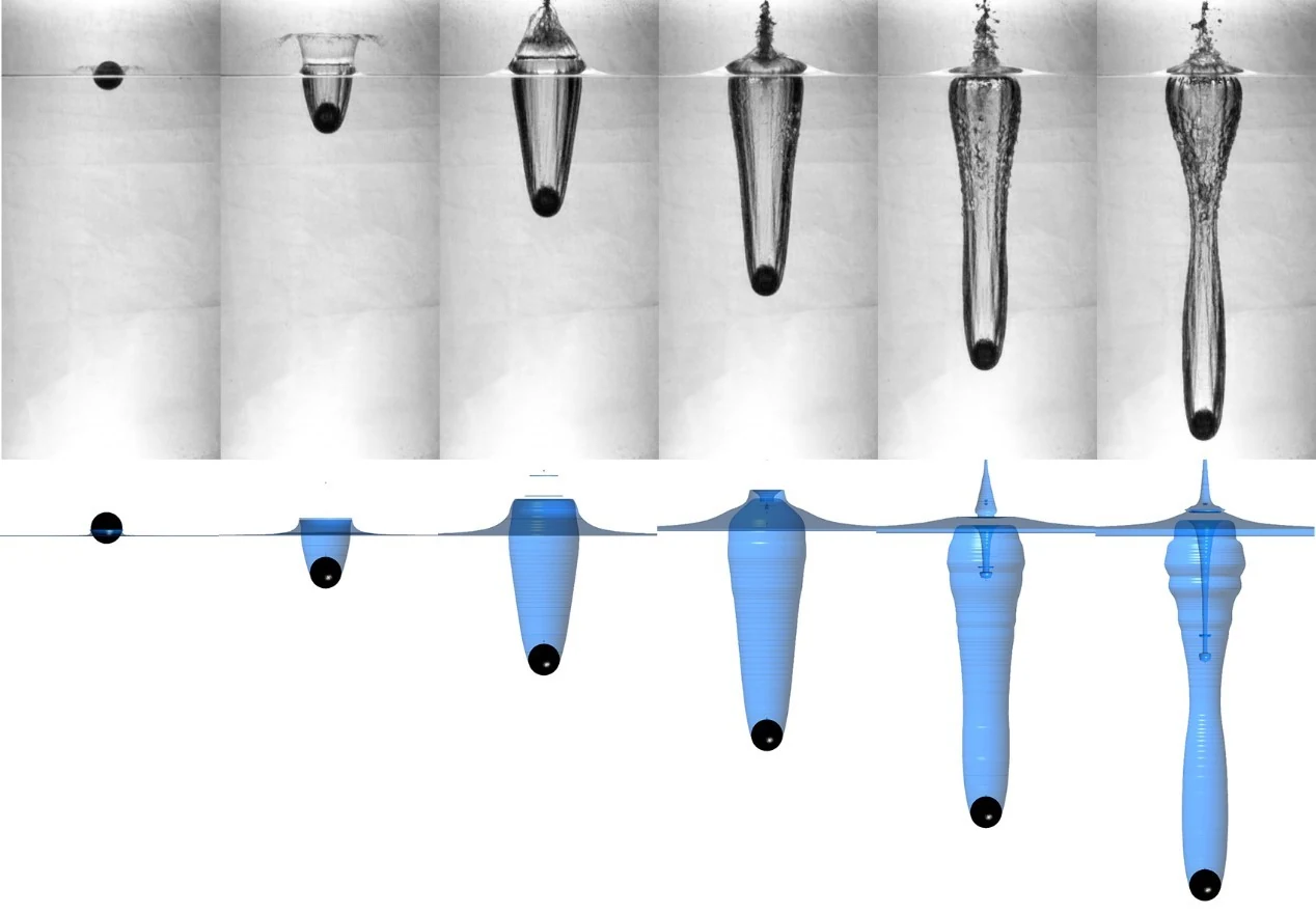 Comparison of water-entry cavity shapes between high-speed imaging and numerical simulation